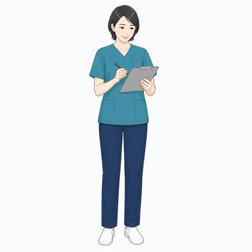 医療記録を書く女性医療スタッフのイラストのイラスト