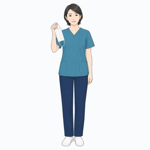 マスクを持つ女性医療スタッフのイラストのイラスト