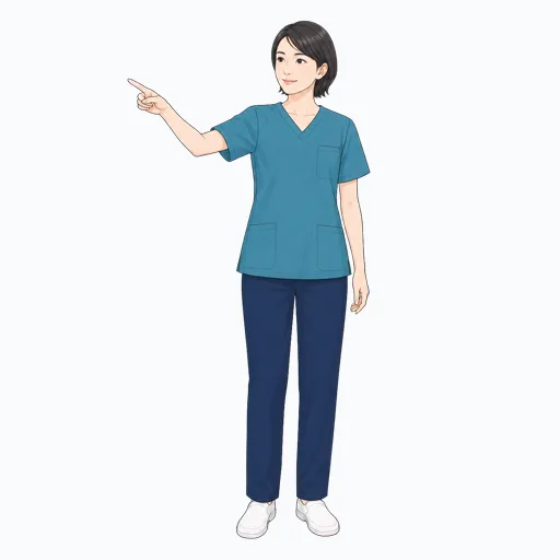 指差し確認する女性医療スタッフのイラスト