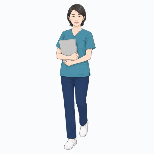 書類を運ぶ女性医療スタッフのイラストのイラスト