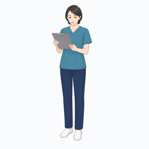 予約表を確認する女性医療スタッフのイラスト