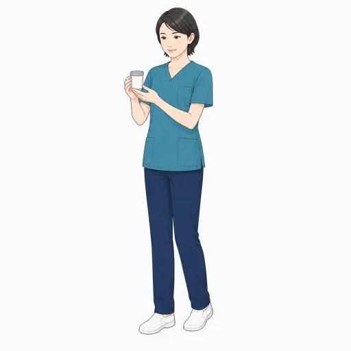 検体容器を運ぶ女性医療スタッフのイラスト
