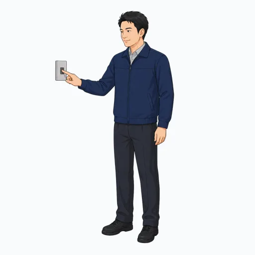 インターホンを押す男性配送スタッフのイラスト