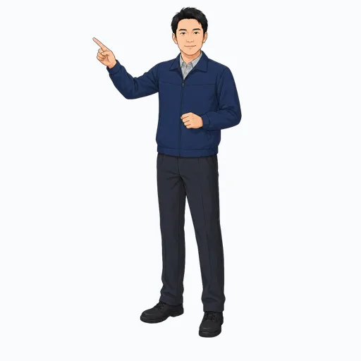 指差し確認する男性配送スタッフのイラスト