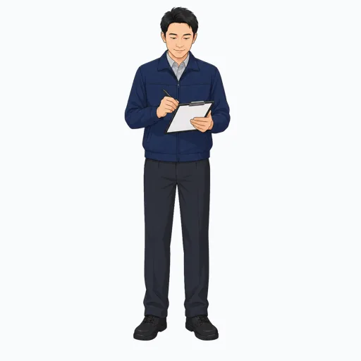 配送メモを書く男性配送スタッフのイラストのイラスト