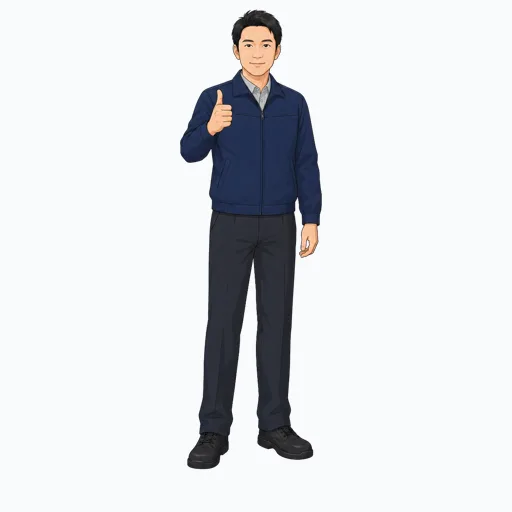 配達完了を確認する男性配送スタッフのイラスト