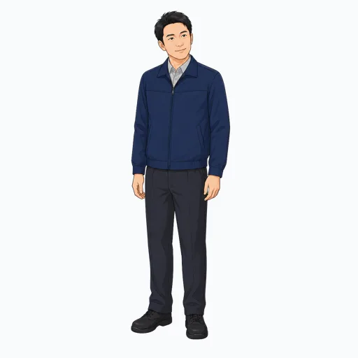 話を聞く男性配送スタッフのイラスト