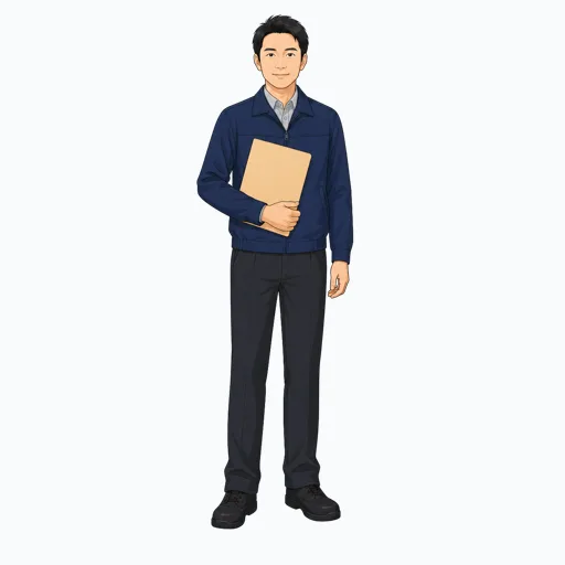 配送書類を運ぶ男性配送スタッフのイラスト