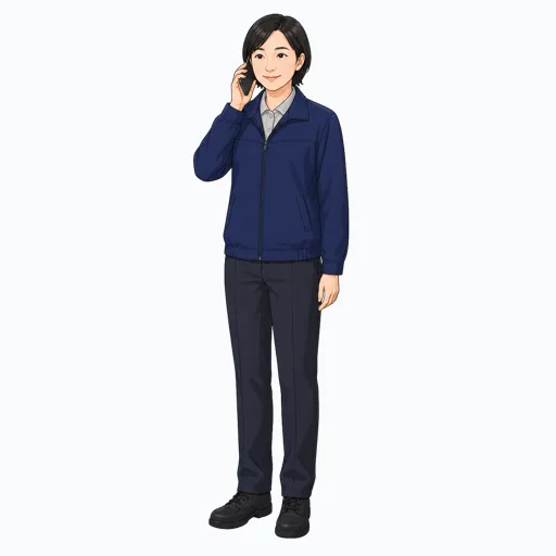 電話連絡する女性配送スタッフのイラストのイラスト