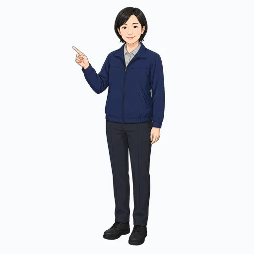 指差し確認する女性配送スタッフのイラストのイラスト