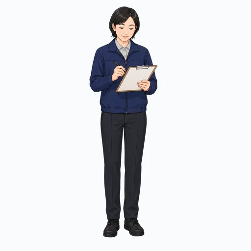 配送メモを書く女性配送スタッフのイラストのイラスト