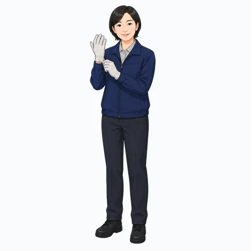 作業手袋を着ける女性配送スタッフのイラスト