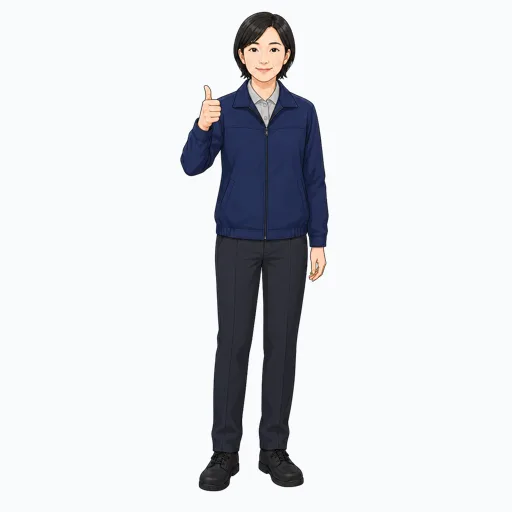 配達完了を確認する女性配送スタッフのイラスト