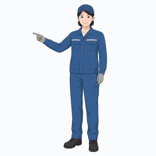 作業場所を指差し確認する女性倉庫作業員のイラストのイラスト