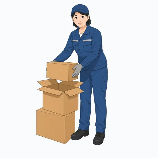 荷物を仕分ける女性倉庫作業員のイラストのイラスト