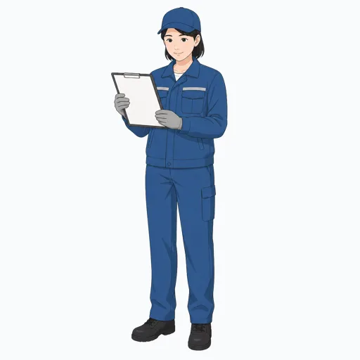 出荷書類を確認する女性倉庫作業員のイラストのイラスト