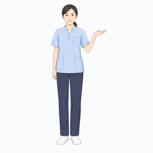介護内容を説明する女性介護スタッフのイラスト