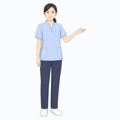 案内する女性介護スタッフのイラスト