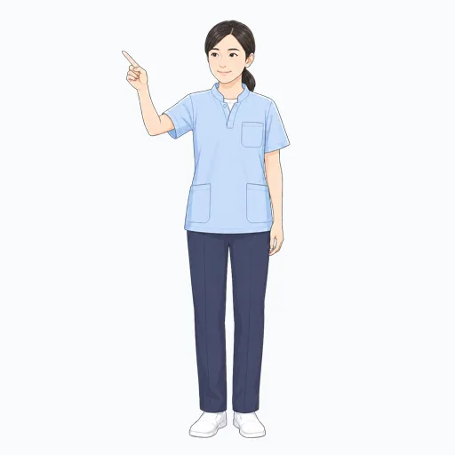 安全確認をする女性介護スタッフのイラスト