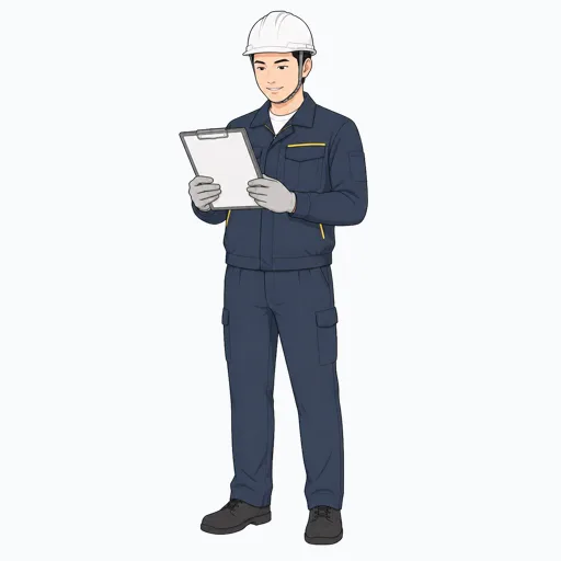 チェック表を持つ男性建設スタッフのイラスト
