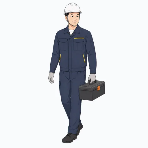 工具箱を持つ男性建設スタッフのイラスト