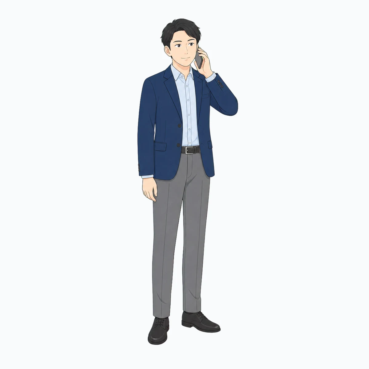電話を受ける男性会社員のイラスト